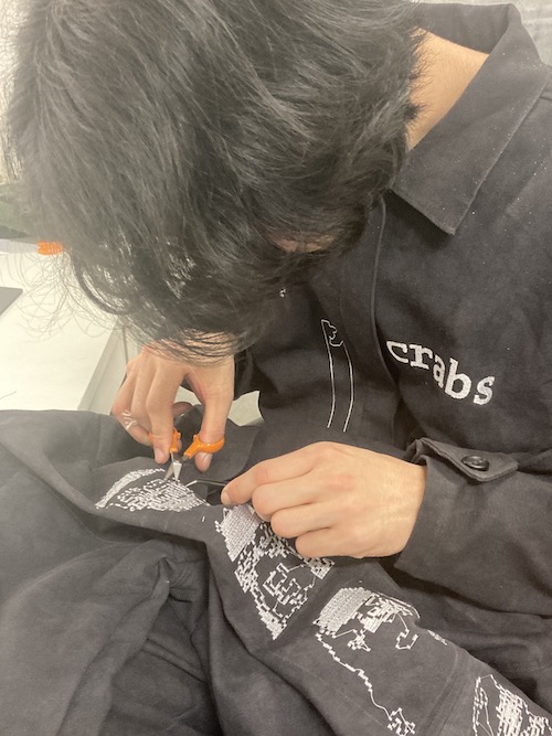 trimming embroidery